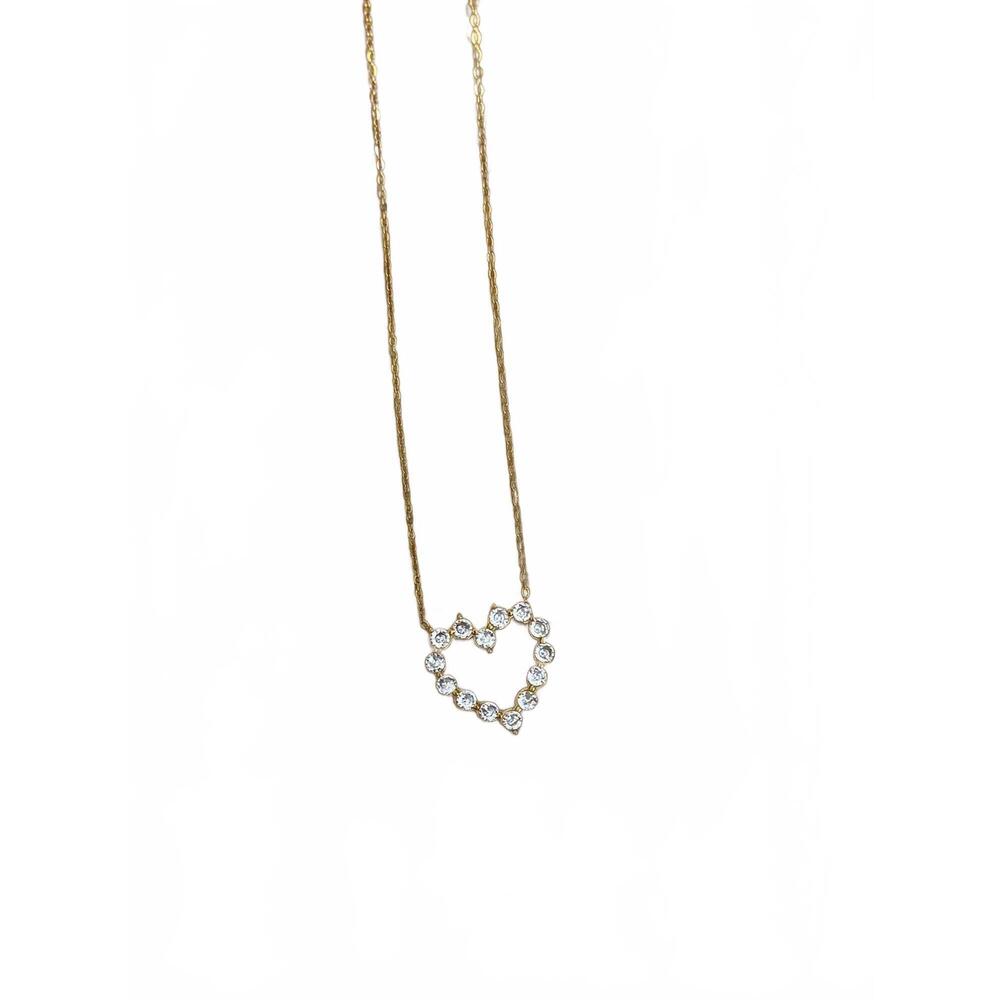 NEW CHANSUTTPEARLS women's mini diamond heart necklace in gold
